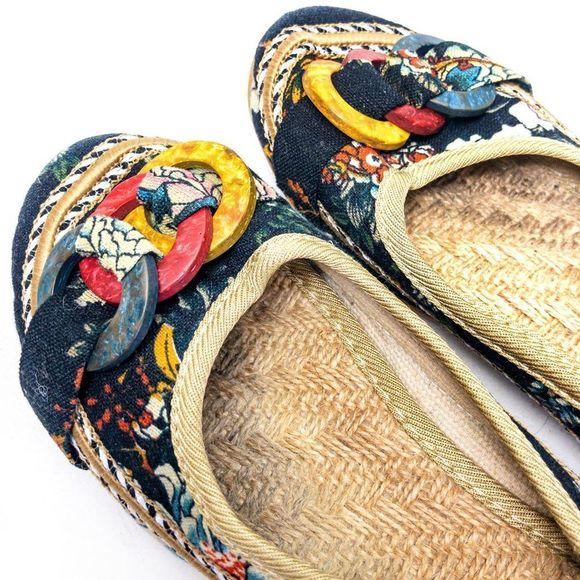 Emery Rose Floral Fabric Flats Sz 4 - Picture 7 of 9